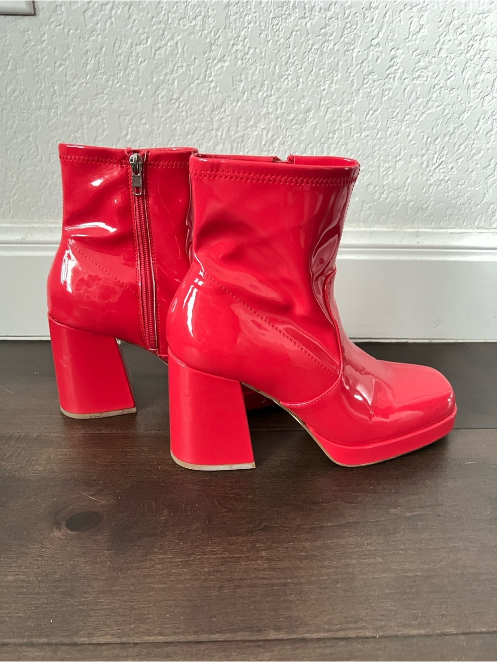 Steve Madden Red Patent Platform Ankle Boots
